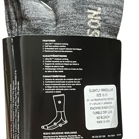 Harley-Davidson All Weather Socks - Gray and Cream, 2 Pairs, Size L, NWT - Picture 7 of 7
